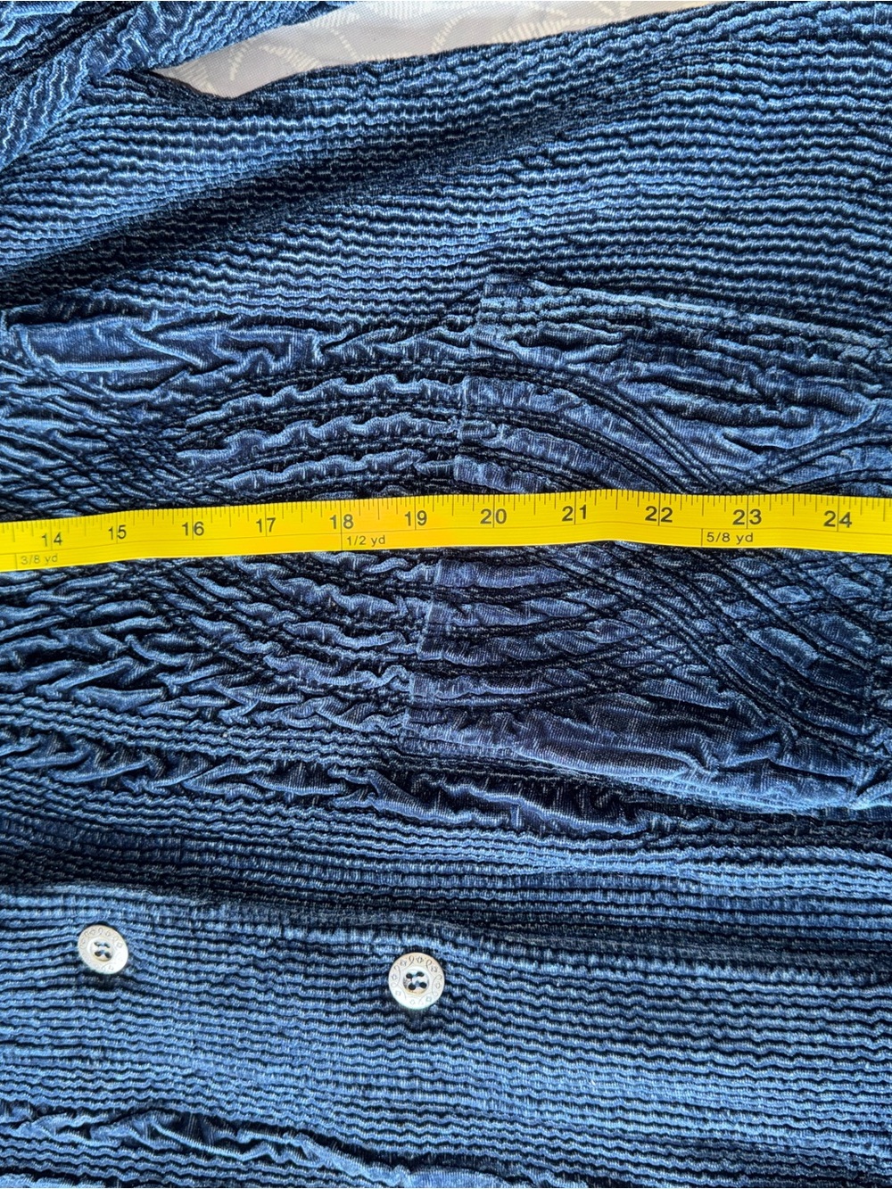 Chico’s Velour Cardigan Sweater, Blue Textured, Button Up, Pockets, Sz 3 -XL 16 - Picture 11 of 11